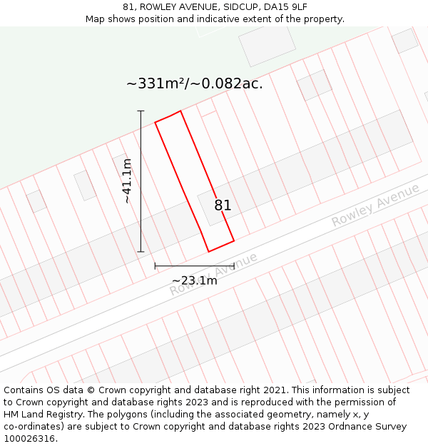 81, ROWLEY AVENUE, SIDCUP, DA15 9LF: Plot and title map