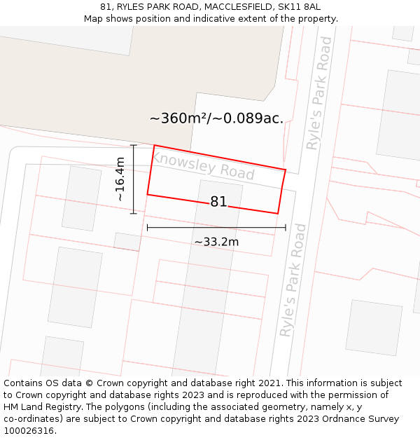 81, RYLES PARK ROAD, MACCLESFIELD, SK11 8AL: Plot and title map