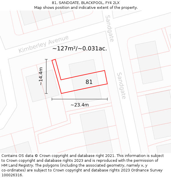 81, SANDGATE, BLACKPOOL, FY4 2LX: Plot and title map