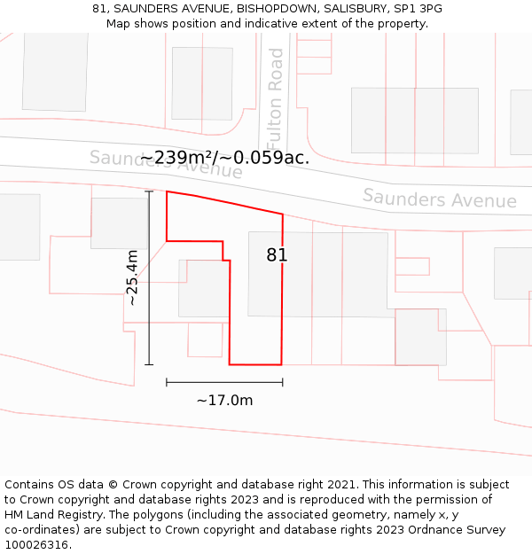 81, SAUNDERS AVENUE, BISHOPDOWN, SALISBURY, SP1 3PG: Plot and title map