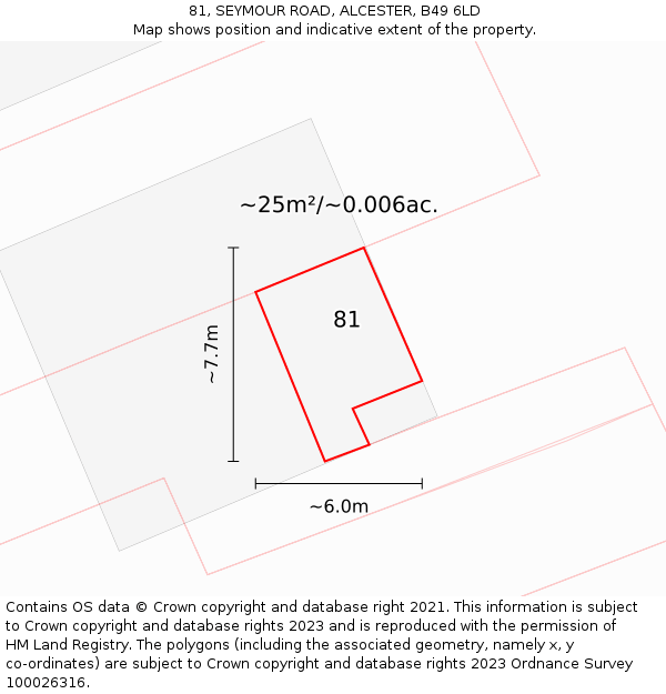 81, SEYMOUR ROAD, ALCESTER, B49 6LD: Plot and title map
