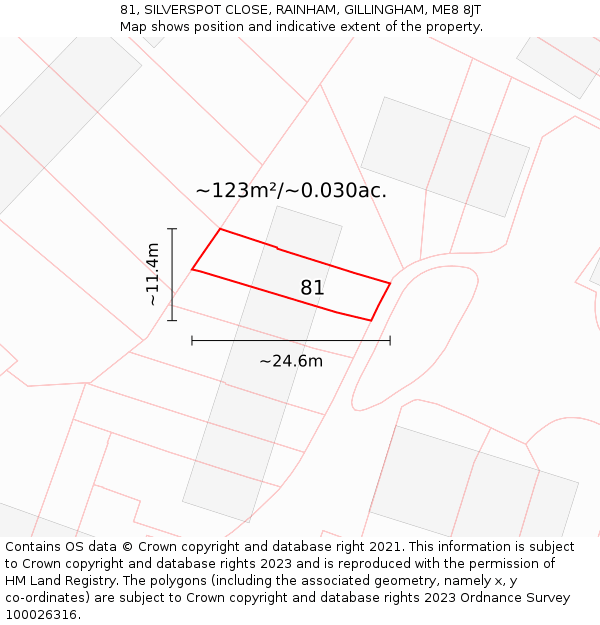 81, SILVERSPOT CLOSE, RAINHAM, GILLINGHAM, ME8 8JT: Plot and title map