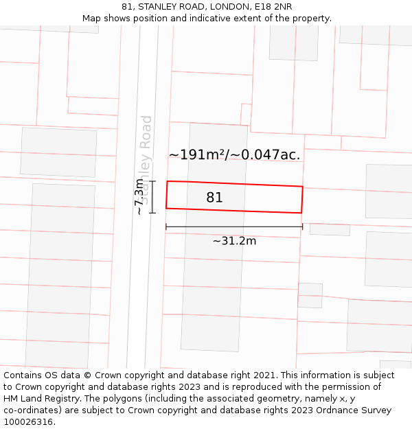81, STANLEY ROAD, LONDON, E18 2NR: Plot and title map