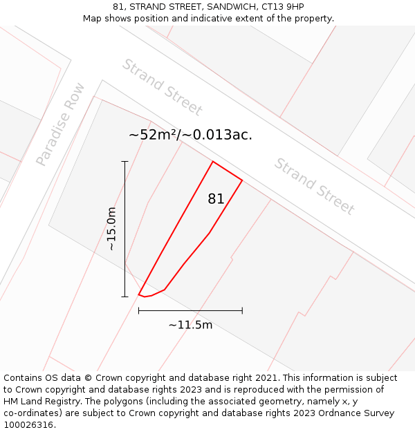 81, STRAND STREET, SANDWICH, CT13 9HP: Plot and title map