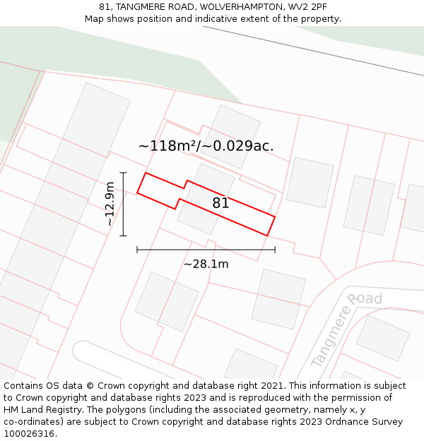 81, TANGMERE ROAD, WOLVERHAMPTON, WV2 2PF: Plot and title map