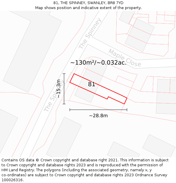 81, THE SPINNEY, SWANLEY, BR8 7YD: Plot and title map