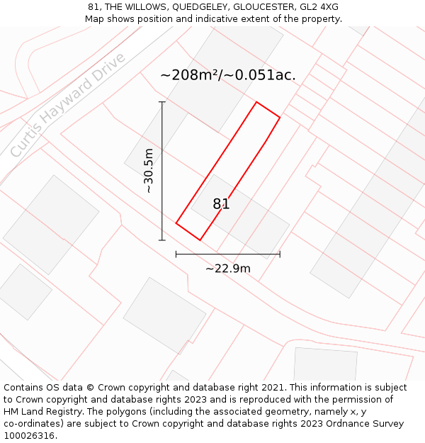 81, THE WILLOWS, QUEDGELEY, GLOUCESTER, GL2 4XG: Plot and title map