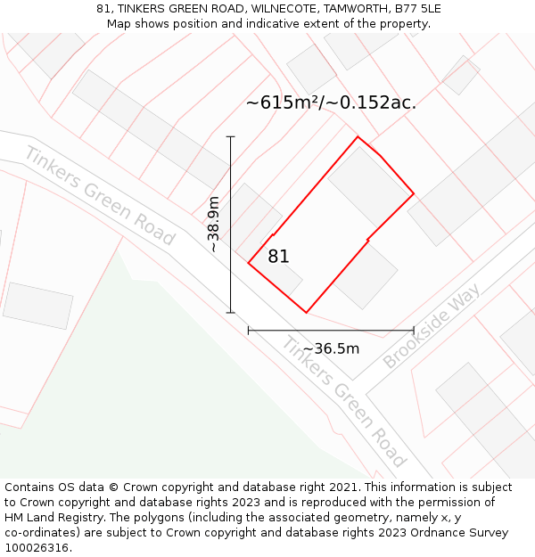 81, TINKERS GREEN ROAD, WILNECOTE, TAMWORTH, B77 5LE: Plot and title map