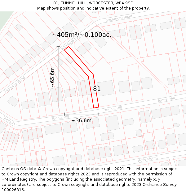 81, TUNNEL HILL, WORCESTER, WR4 9SD: Plot and title map
