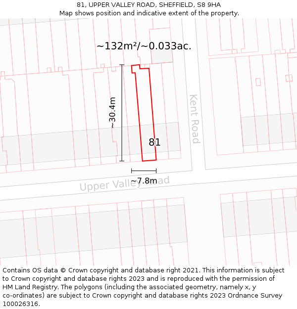81, UPPER VALLEY ROAD, SHEFFIELD, S8 9HA: Plot and title map