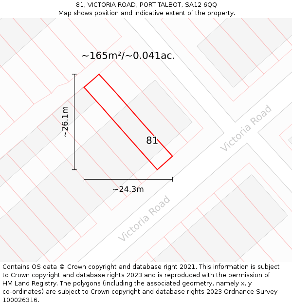 81, VICTORIA ROAD, PORT TALBOT, SA12 6QQ: Plot and title map