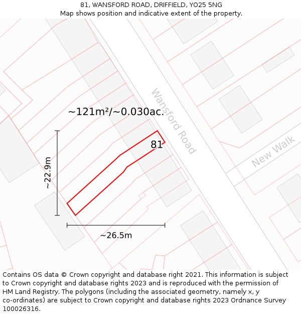 81, WANSFORD ROAD, DRIFFIELD, YO25 5NG: Plot and title map