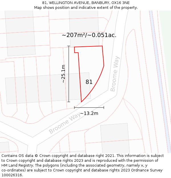 81, WELLINGTON AVENUE, BANBURY, OX16 3NE: Plot and title map