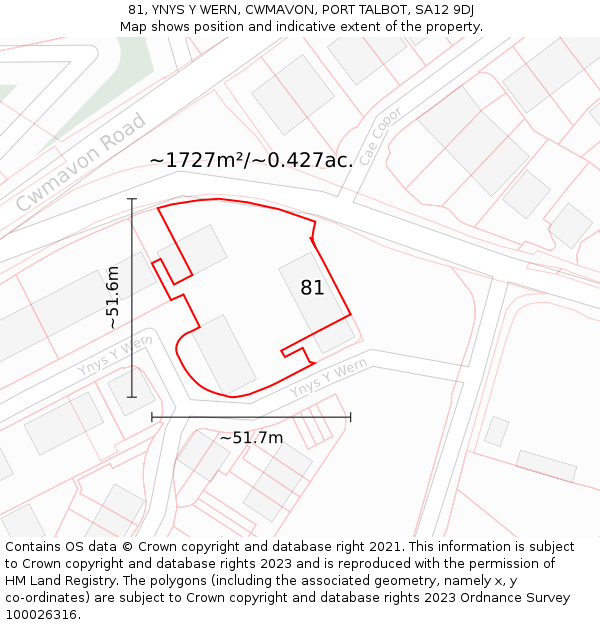 81, YNYS Y WERN, CWMAVON, PORT TALBOT, SA12 9DJ: Plot and title map