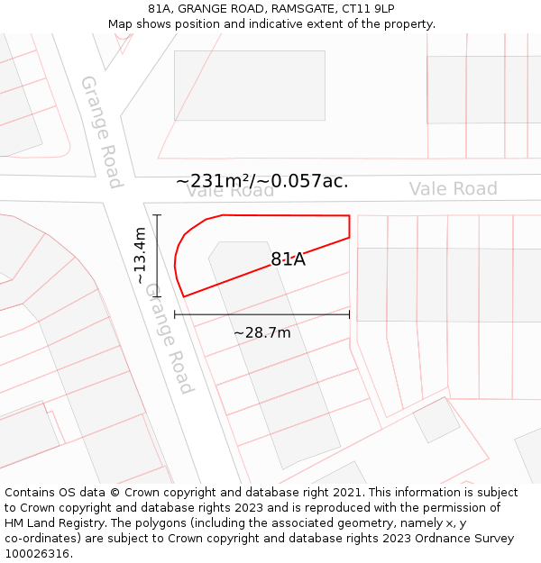 81A, GRANGE ROAD, RAMSGATE, CT11 9LP: Plot and title map