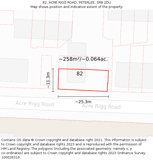 82, ACRE RIGG ROAD, PETERLEE, SR8 2DU: Plot and title map