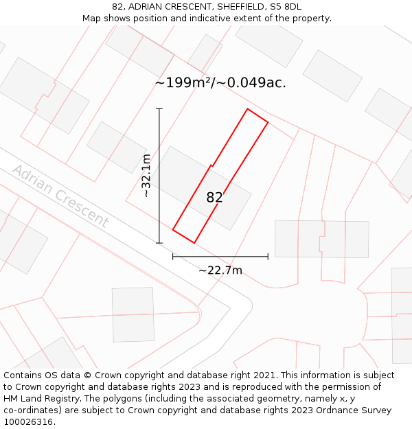 82, ADRIAN CRESCENT, SHEFFIELD, S5 8DL: Plot and title map