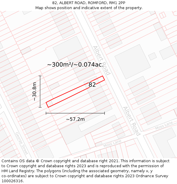 82, ALBERT ROAD, ROMFORD, RM1 2PP: Plot and title map