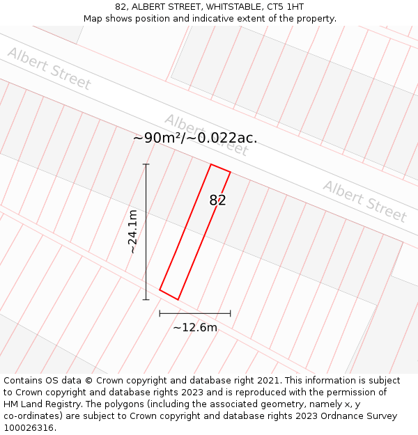 82, ALBERT STREET, WHITSTABLE, CT5 1HT: Plot and title map