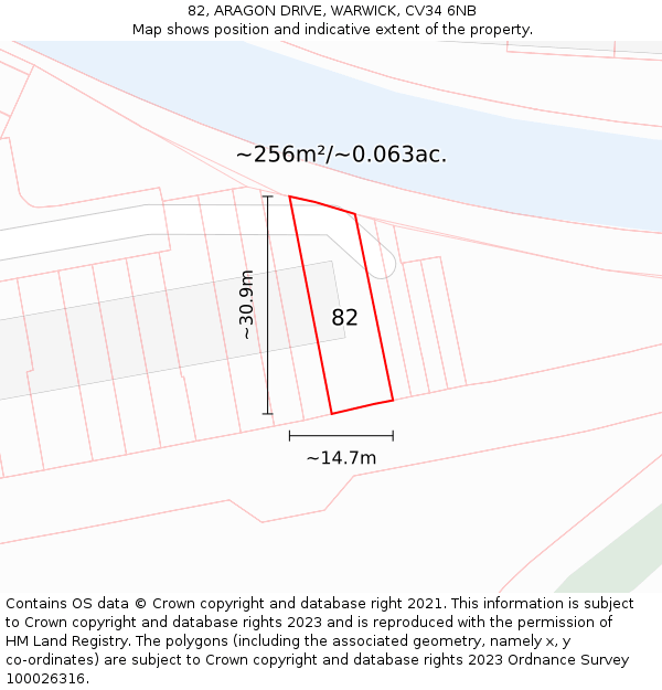82, ARAGON DRIVE, WARWICK, CV34 6NB: Plot and title map