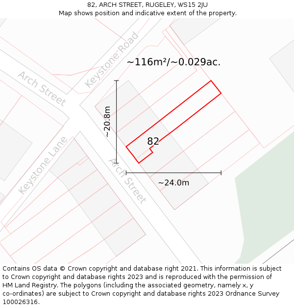 82, ARCH STREET, RUGELEY, WS15 2JU: Plot and title map