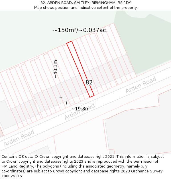 82, ARDEN ROAD, SALTLEY, BIRMINGHAM, B8 1DY: Plot and title map