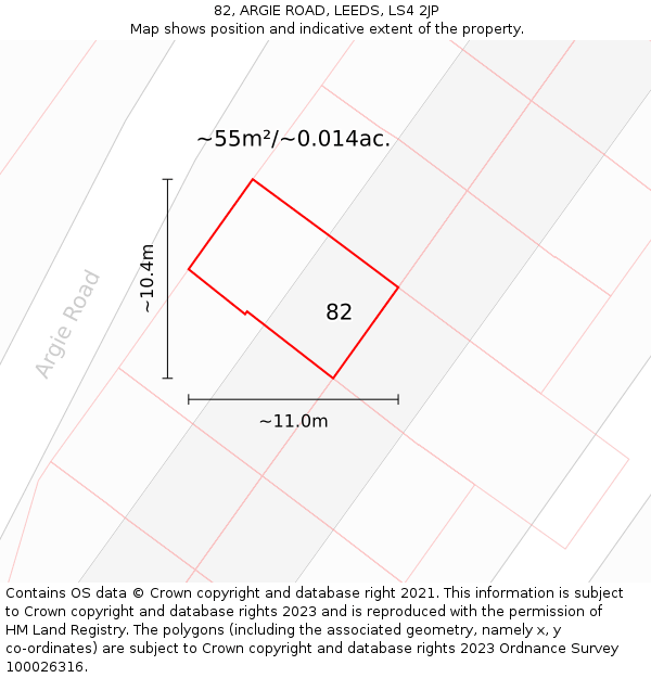 82, ARGIE ROAD, LEEDS, LS4 2JP: Plot and title map