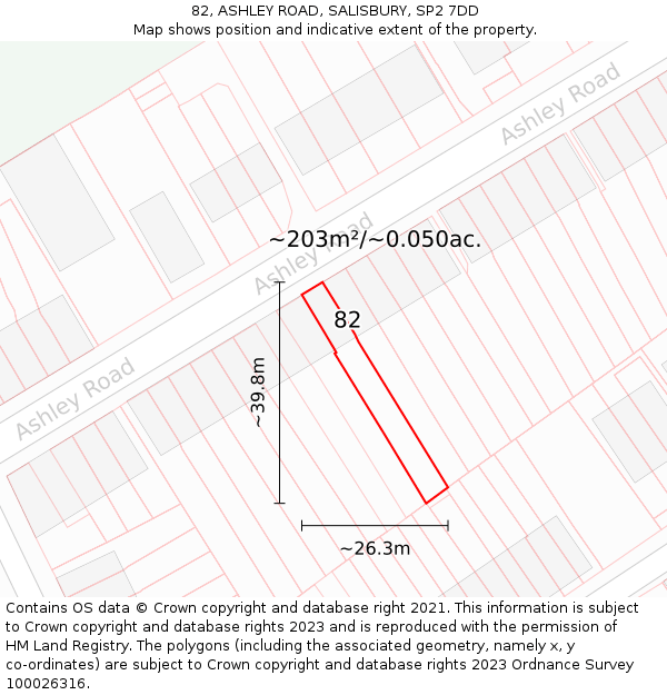 82, ASHLEY ROAD, SALISBURY, SP2 7DD: Plot and title map