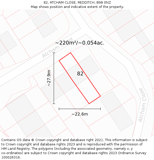 82, ATCHAM CLOSE, REDDITCH, B98 0NZ: Plot and title map