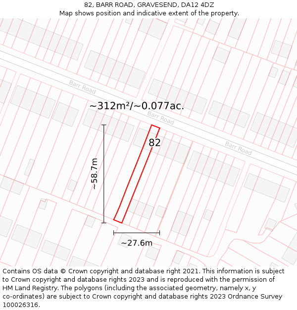 82, BARR ROAD, GRAVESEND, DA12 4DZ: Plot and title map