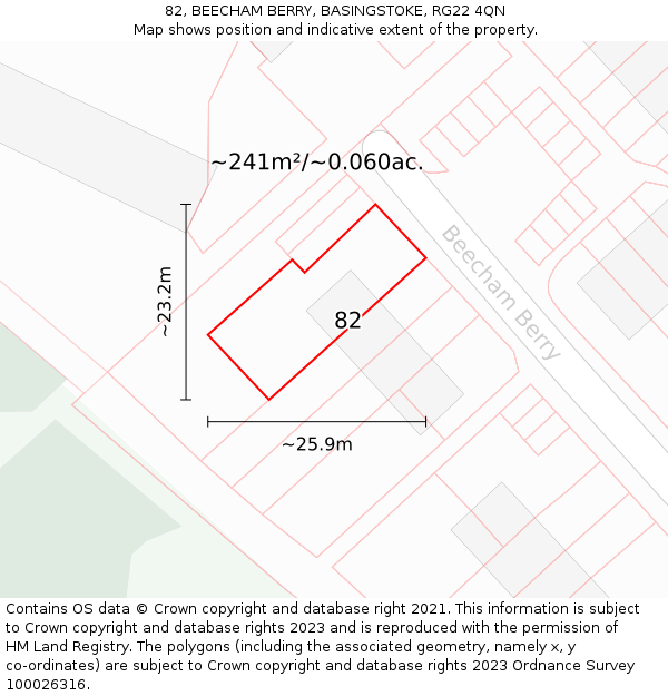 82, BEECHAM BERRY, BASINGSTOKE, RG22 4QN: Plot and title map