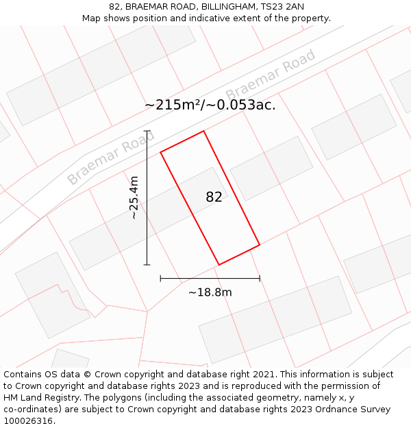 82, BRAEMAR ROAD, BILLINGHAM, TS23 2AN: Plot and title map