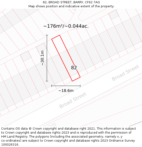 82, BROAD STREET, BARRY, CF62 7AG: Plot and title map