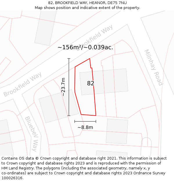 82, BROOKFIELD WAY, HEANOR, DE75 7NU: Plot and title map
