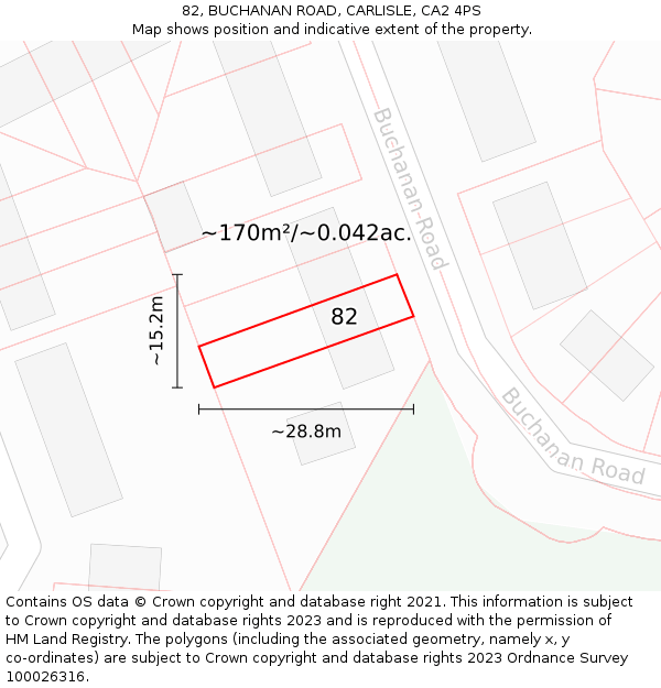 82, BUCHANAN ROAD, CARLISLE, CA2 4PS: Plot and title map