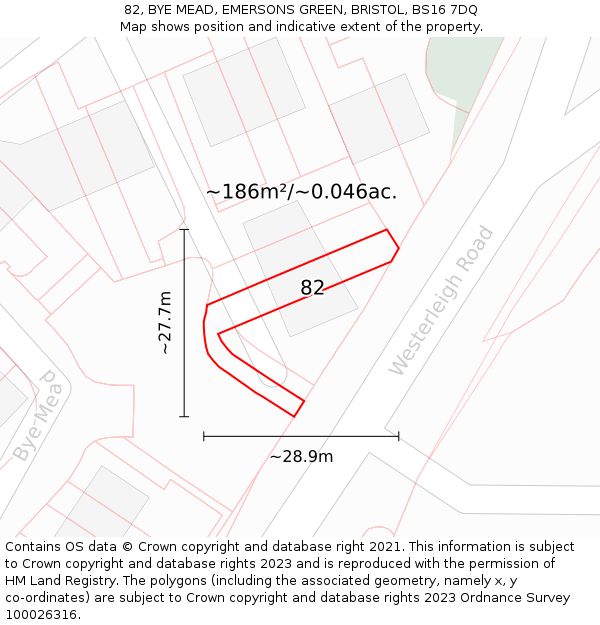 82, BYE MEAD, EMERSONS GREEN, BRISTOL, BS16 7DQ: Plot and title map