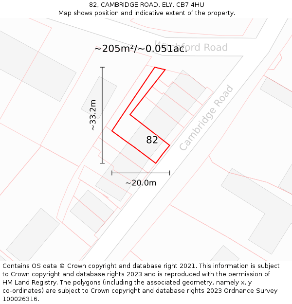 82, CAMBRIDGE ROAD, ELY, CB7 4HU: Plot and title map