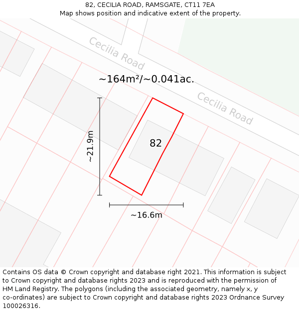 82, CECILIA ROAD, RAMSGATE, CT11 7EA: Plot and title map