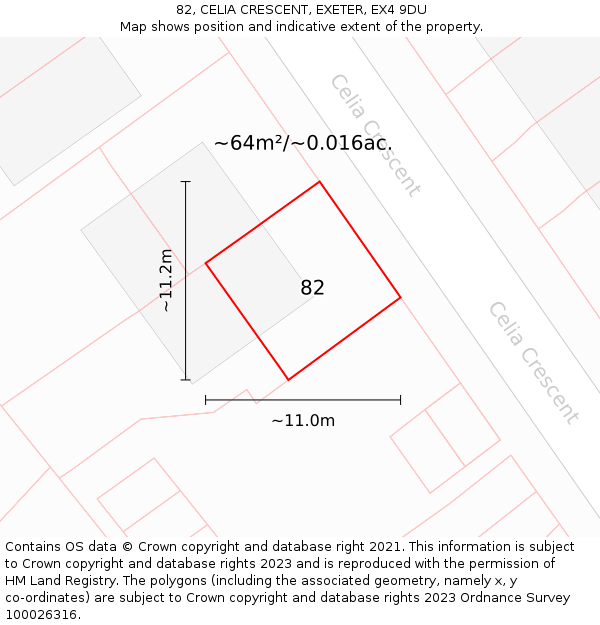 82, CELIA CRESCENT, EXETER, EX4 9DU: Plot and title map