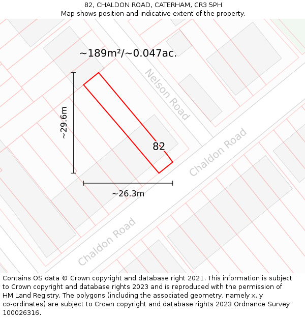 82, CHALDON ROAD, CATERHAM, CR3 5PH: Plot and title map
