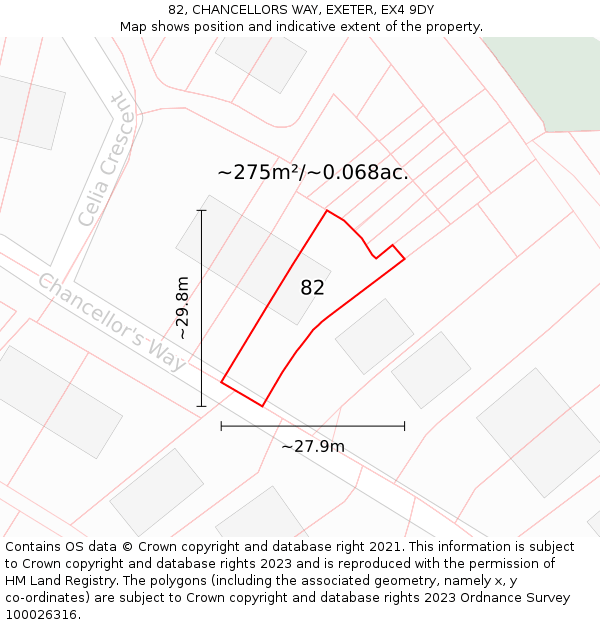 82, CHANCELLORS WAY, EXETER, EX4 9DY: Plot and title map