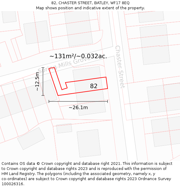 82, CHASTER STREET, BATLEY, WF17 8EQ: Plot and title map