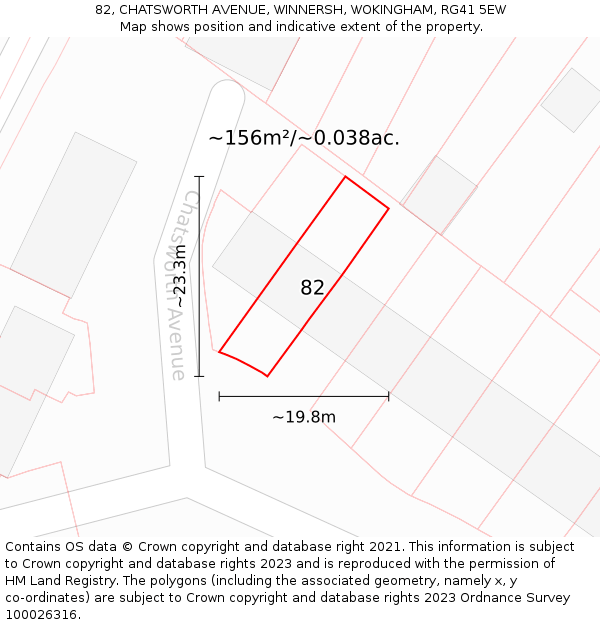 82, CHATSWORTH AVENUE, WINNERSH, WOKINGHAM, RG41 5EW: Plot and title map