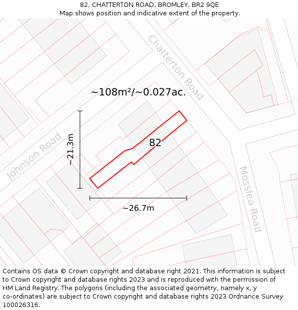 82, CHATTERTON ROAD, BROMLEY, BR2 9QE: Plot and title map