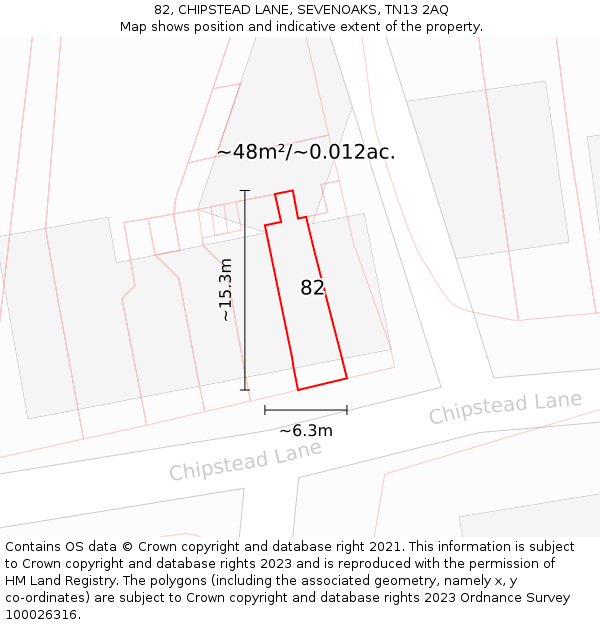 82, CHIPSTEAD LANE, SEVENOAKS, TN13 2AQ: Plot and title map