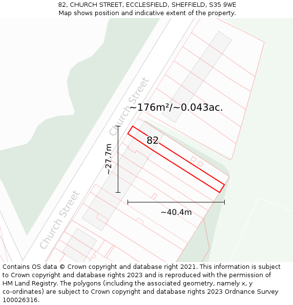 82, CHURCH STREET, ECCLESFIELD, SHEFFIELD, S35 9WE: Plot and title map