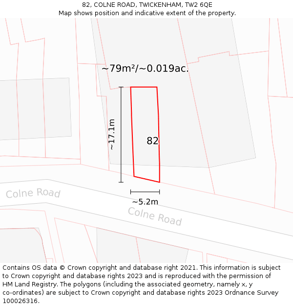 82, COLNE ROAD, TWICKENHAM, TW2 6QE: Plot and title map