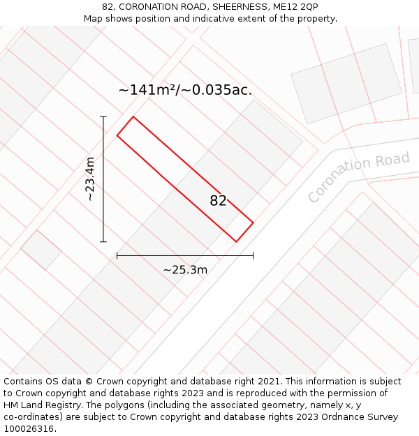 82, CORONATION ROAD, SHEERNESS, ME12 2QP: Plot and title map