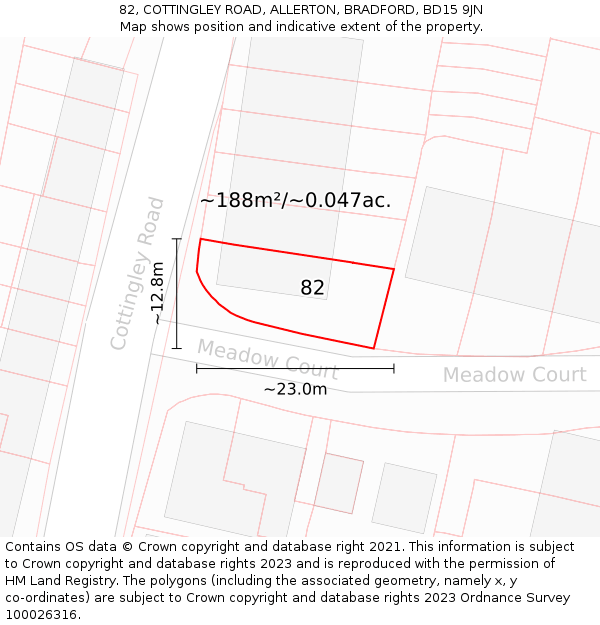 82, COTTINGLEY ROAD, ALLERTON, BRADFORD, BD15 9JN: Plot and title map