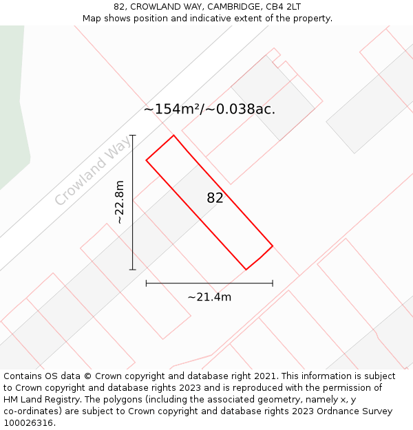 82, CROWLAND WAY, CAMBRIDGE, CB4 2LT: Plot and title map